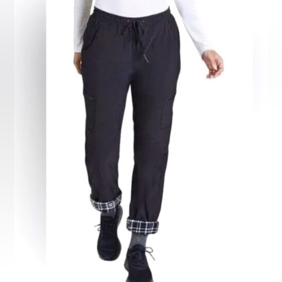 EDDIE BAUER Polar Fleece Lined Cargo Jogger Pants Black Women's 10 Outdoors - Picture 1 of 6
